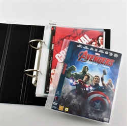 DVD-sampak - 50 dobbelte DVD-lommer med filt, 2 DVD-mapper