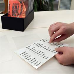 Blu-Ray Skilleblade inkl. labels med fortrykte filmgenrer - 16 stk.