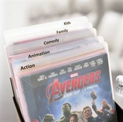 DVD Skilleblade inkl. labels med fortrykte filmgenrer - 16 stk.