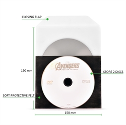 Single/Dobbelt DVD lomme med filt til DVD opbevaring - 50 stk.