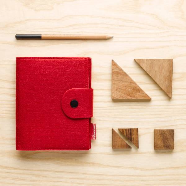 Notesblok notesblok i rød - lavet af filt