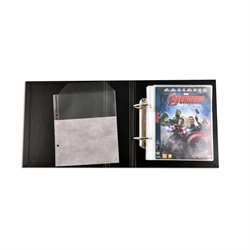 Single/Dobbelt DVD lomme med filt og ringbindshuller - 50 stk.