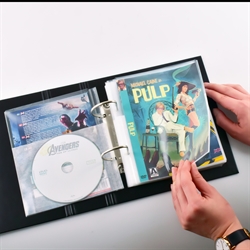 Single/Dobbelt DVD lomme med filt og ringbindshuller - 50 stk.