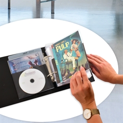 Single/Dobbelt DVD lomme med filt og ringbindshuller - 50 stk.