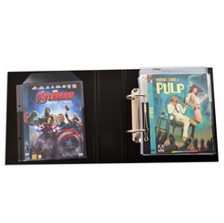 Single/Dobbelt DVD lomme med filt og ringbindshuller - 50 stk.