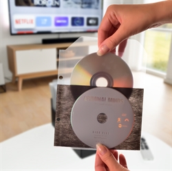 Single/Dobbelt DVD lomme med filt og ringbindshuller - 50 stk.