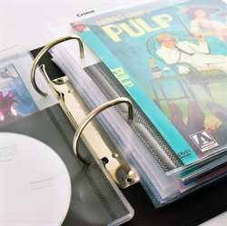 Single/Dobbelt DVD lomme med filt og ringbindshuller - 50 stk.